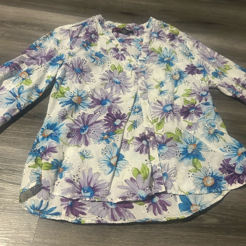 Floral‎ Women's Top - Purple and Blue
